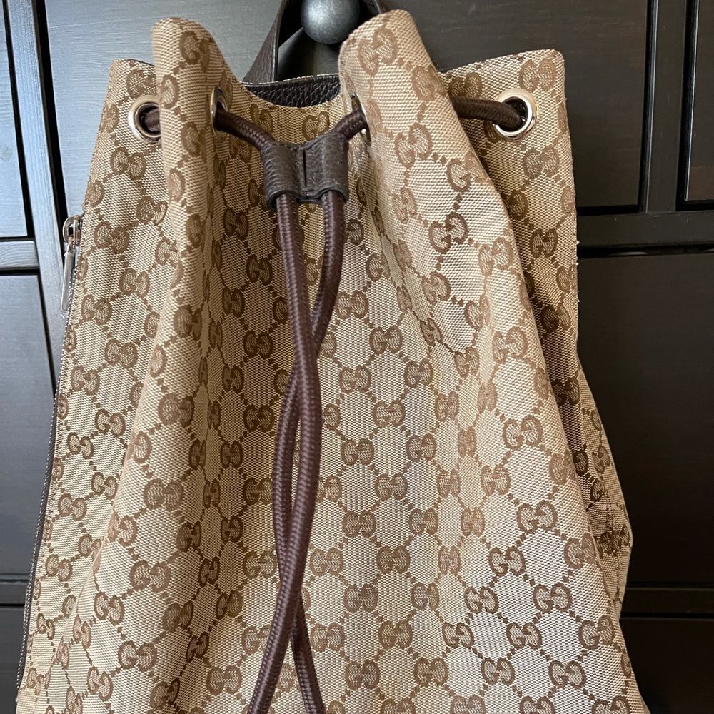 Gucci New Logo Travel Monogram Brown Beige Gg Canvas backpack